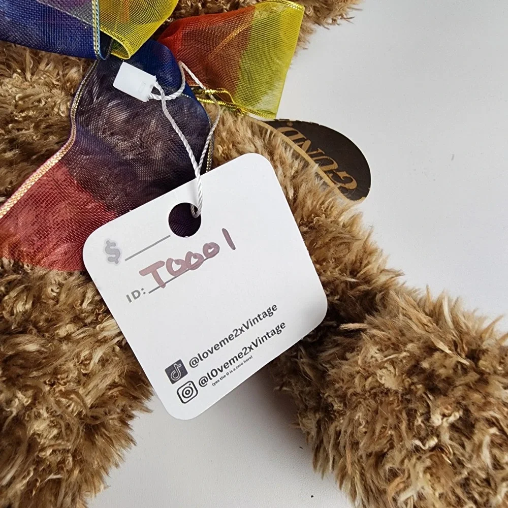GUND Bearessence Brown Teddy Bear with Rainbow Bow 16